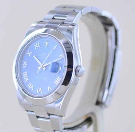  Rolex Datejust II Stahl Oyster blue roman Dial 41mm blau 116300 Top B+P 