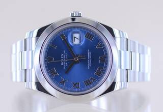 Thumbnail von Rolex Datejust II Stahl Oyster blue roman Dial 41mm blau 116300 Top B+P