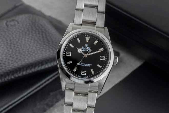  Rolex Explorer 36 Black Dial Oyster Stahl Automatik Ref. 114270 V-Serie Box 