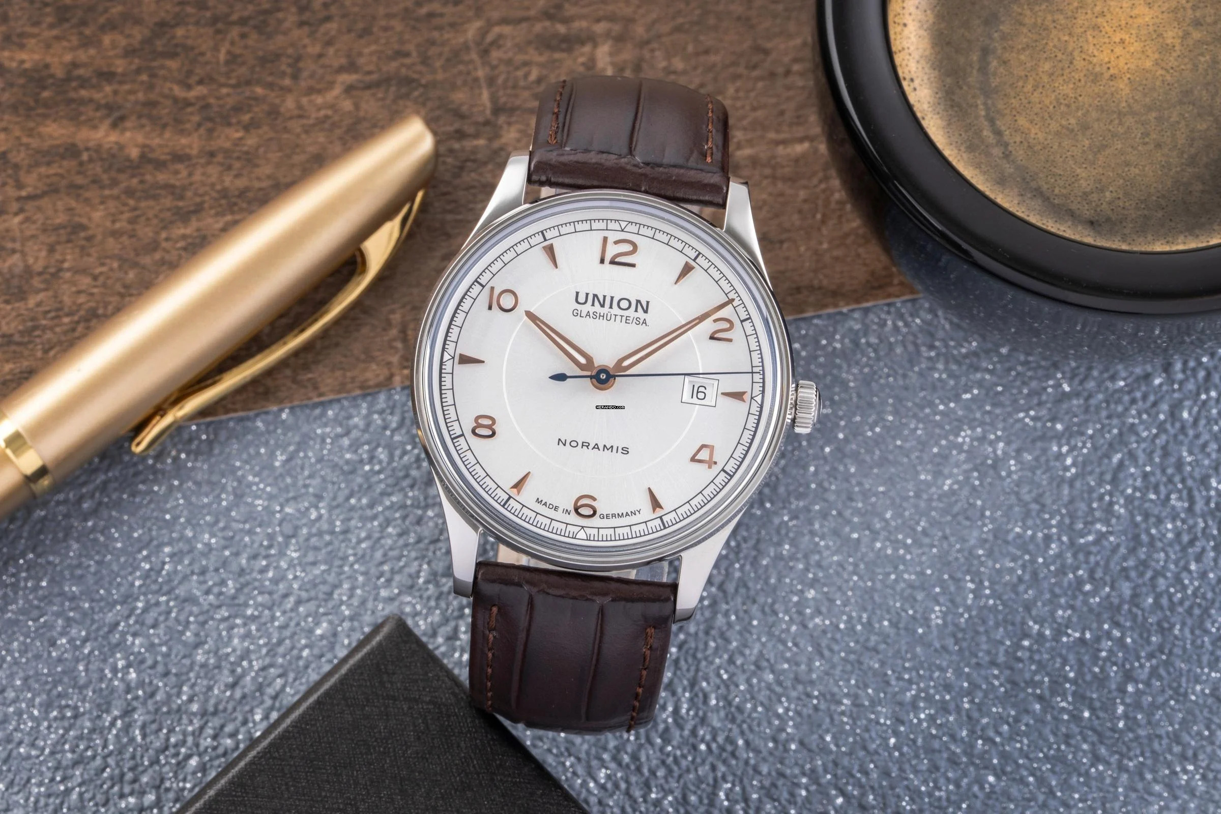  Union Glashütte Noramis Stahl Automatik Herrenuhr Ref. D016.407.16.037.01 B&P 