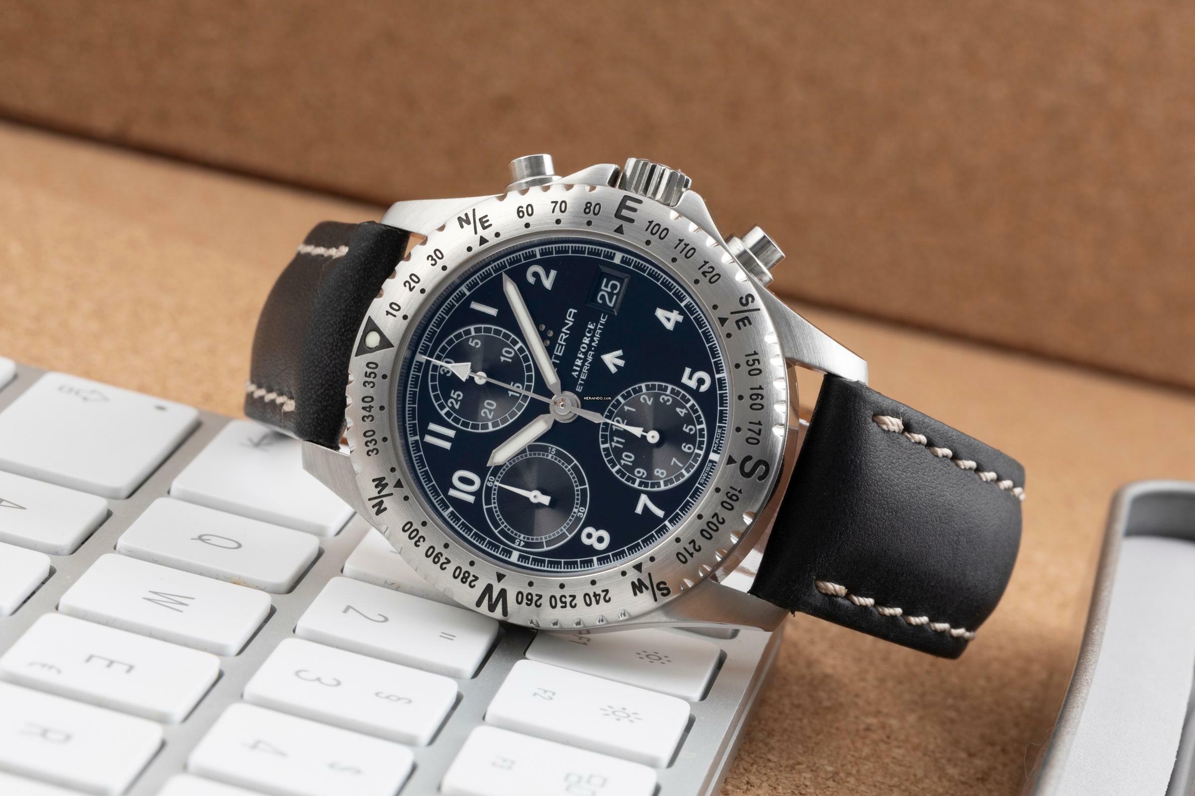 Thumbnail von Eterna Matic Airforce Chronograph Edelstahl Automatik Herrenuhr Ref. 8418.41