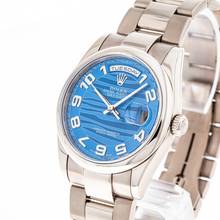 Thumbnail von Rolex Day-Date 36 Whitegold – Blue Waves Dial – 118209 – like NEW – 2004 Full Set