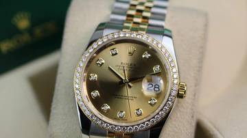 Thumbnail von Rolex Datejust 36 Steel Gold - Factory Diamond Champagne - like New - Fullset