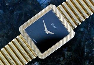 Thumbnail von Piaget Protocole rare Vintage 9154 | Onyx Dial | yellow gold bracelet