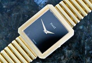 Thumbnail von Piaget Protocole rare Vintage 9154 | Onyx Dial | yellow gold bracelet