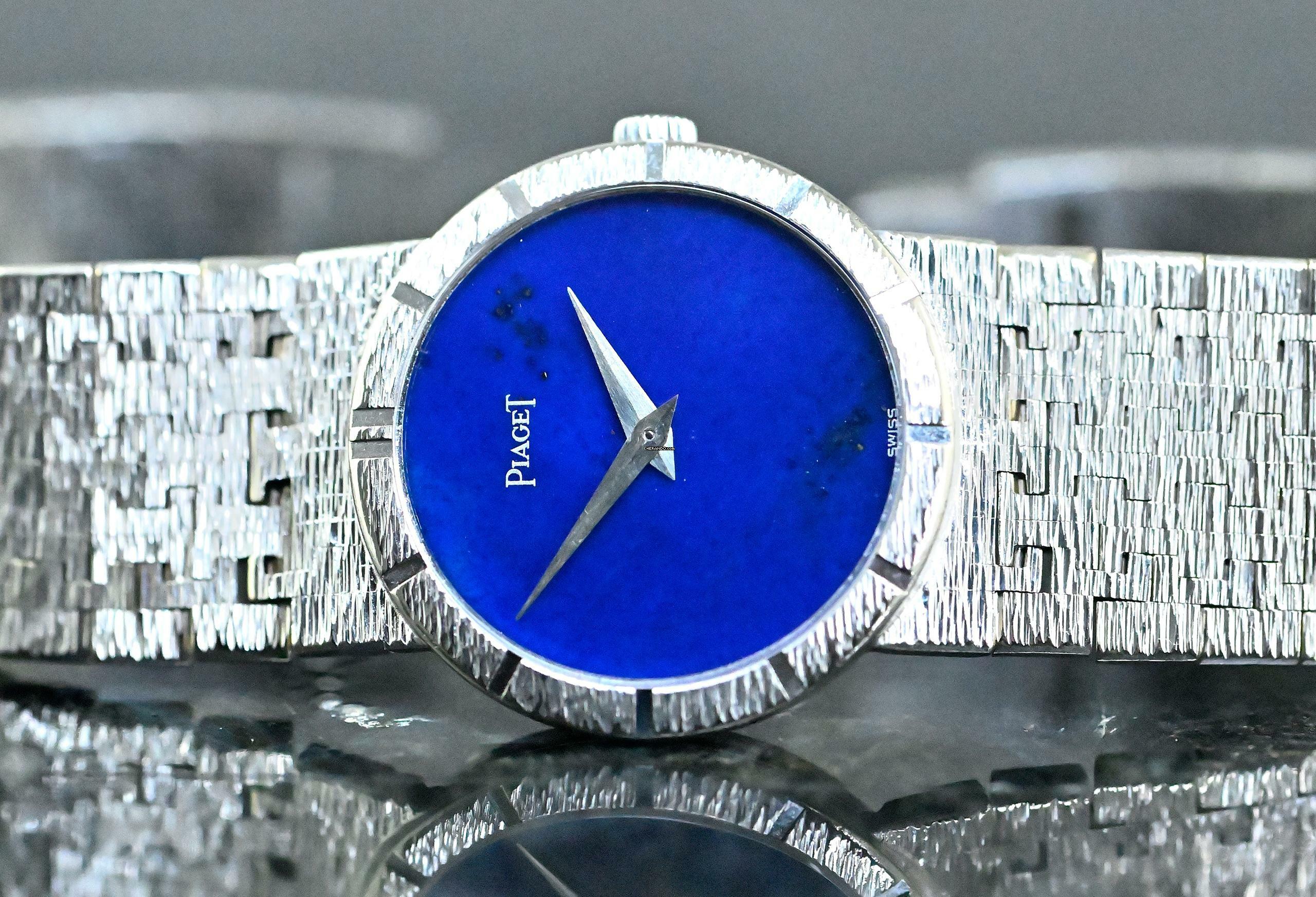 Thumbnail von Piaget rare Vintage Dress Watch | 9701 A 6 | Lapislazuli dial | white gold