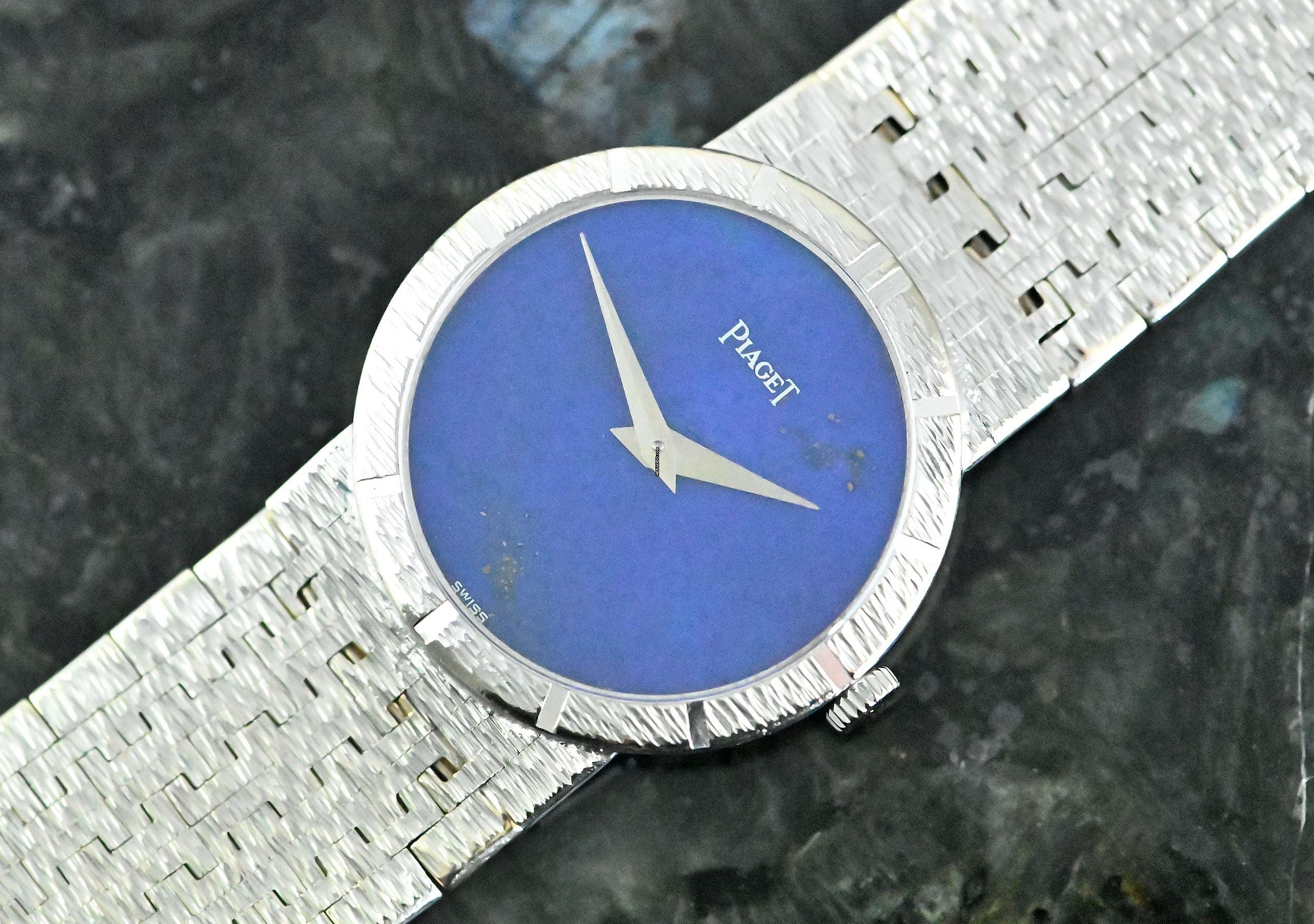 Thumbnail von Piaget rare Vintage Dress Watch | 9701 A 6 | Lapislazuli dial | white gold