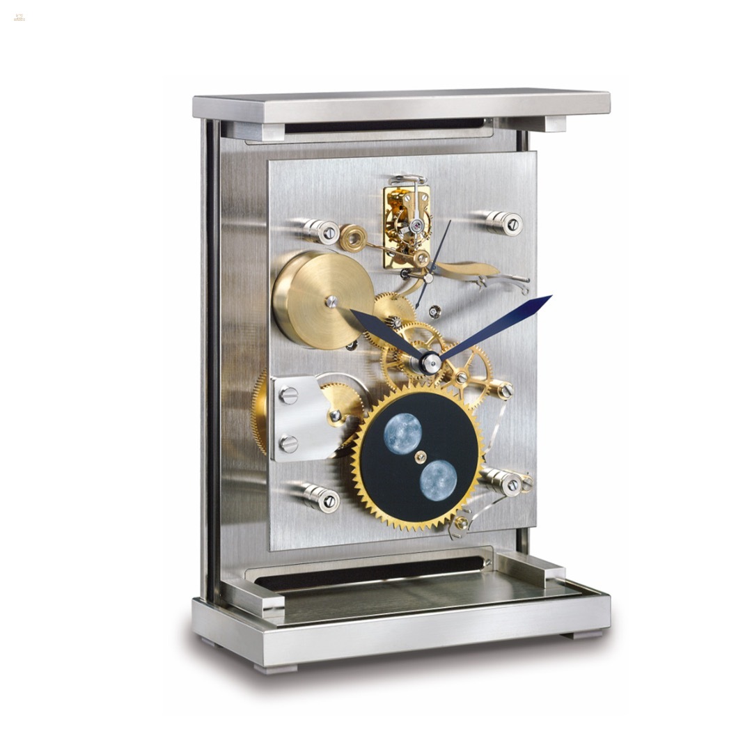 Thumbnail von Lunaris – Tischuhr mit Mondphase - Verchromt - handbemalte Mondscheibe