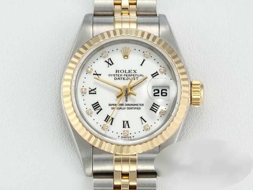 Rolex Lady-Datejust Edelstahl Gelbgold 750 Diamanten Automatik Gold Stahl Stainless Steel 18kt Yellow Gold Jubilé-band Chronometer Oyster White Dial