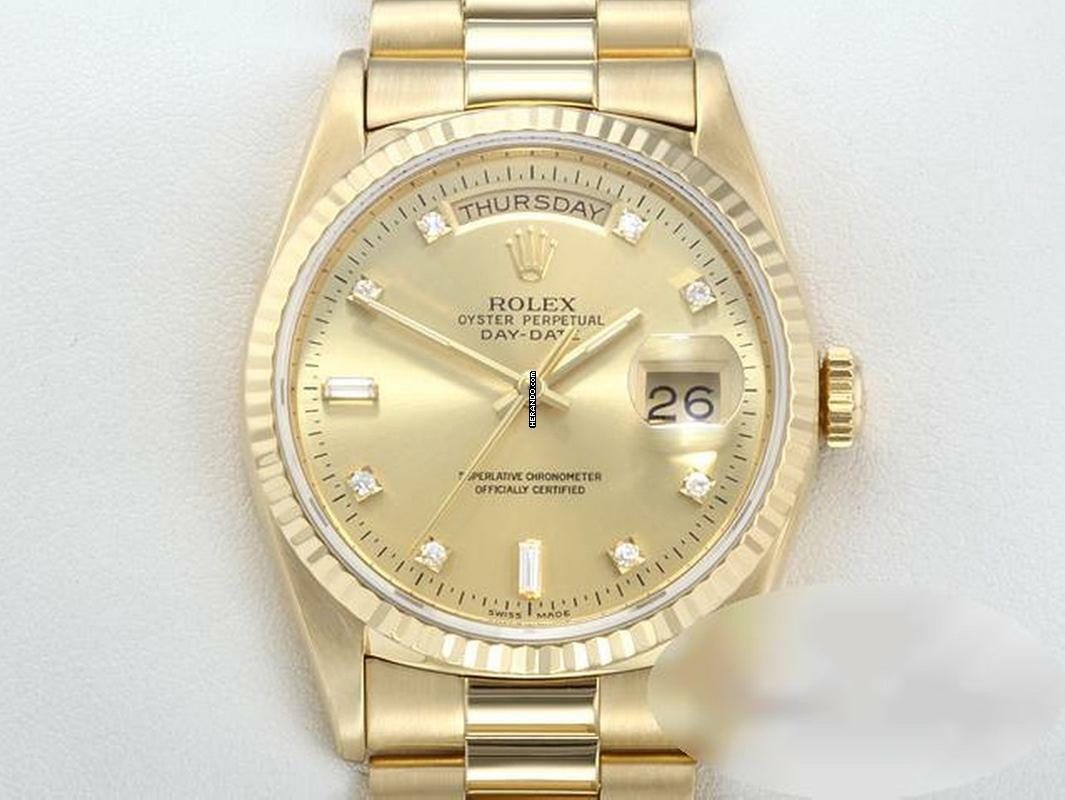  Rolex Day-Date 36 36mm 18238 1997 Gelbgold 750 Diamanten Automatik Gold 