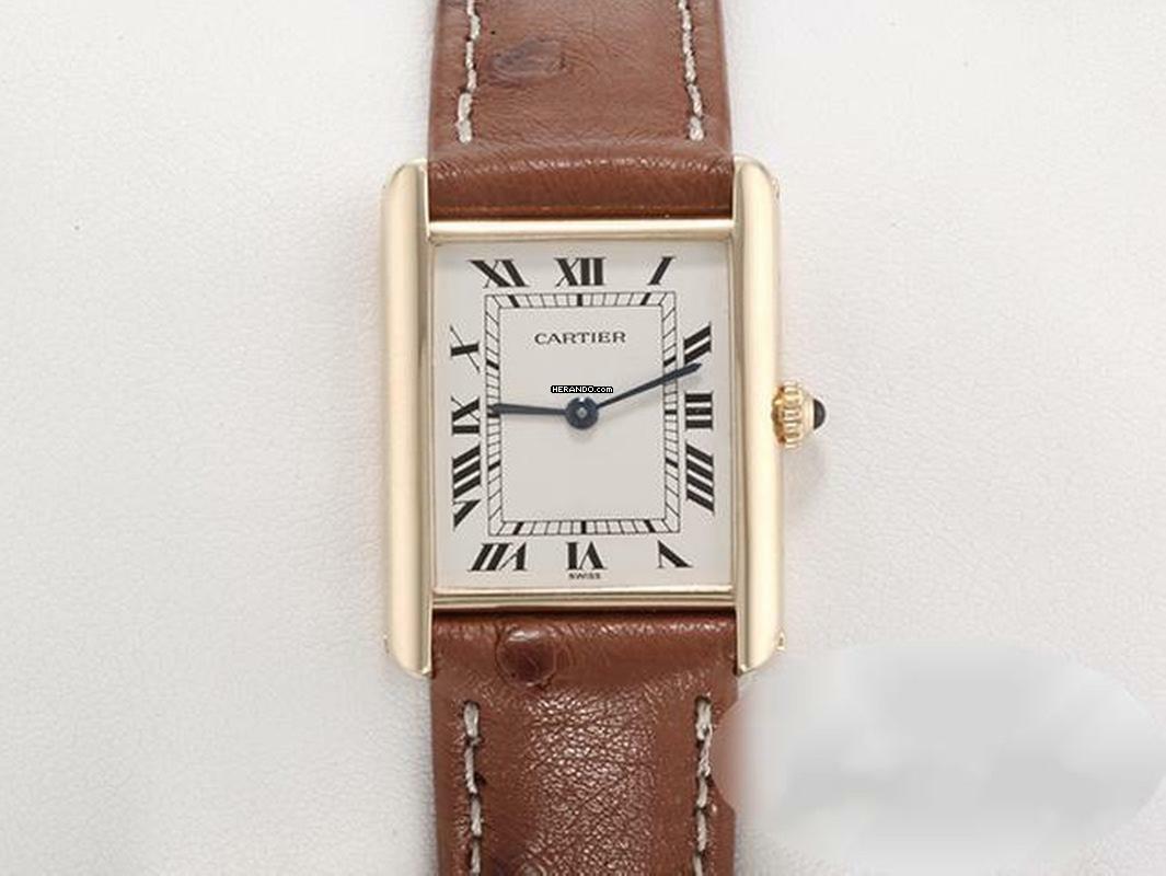  Cartier Tank Louis Cartier Gelbgold 750 Lederband W1512853 18kt Yellow Gold Damen 