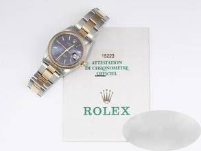 Thumbnail von Rolex Oyster Perpetual Date 34mm 15223 Stahl Gelbgold 750 Automatik Medium 18kt Yellow Gold Edelstahl Stainless Steel Oyster-band Chronometer Blue Dial