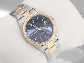 Thumbnail von Rolex Oyster Perpetual Date 34mm 15223 Stahl Gelbgold 750 Automatik Medium 18kt Yellow Gold Edelstahl Stainless Steel Oyster-band Chronometer Blue Dial
