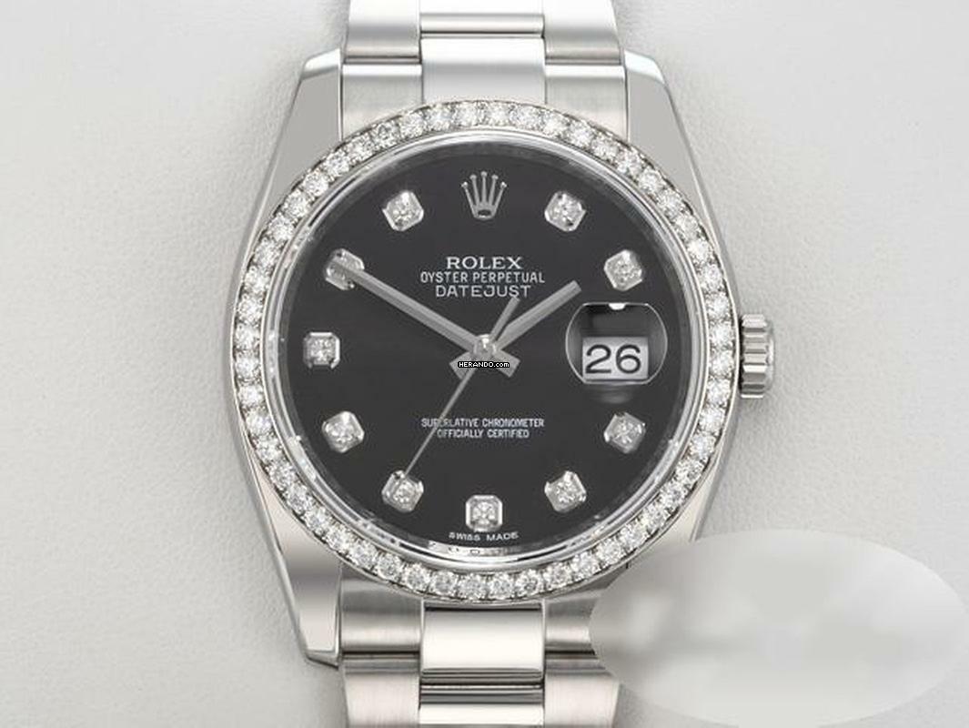 Rolex Datejust 36 36mm 116244 2015 Stahl Weissgold 750 Diamanten Automatik Stainless Steel 18kt White Gold Oyster-band Chronometer Black Dial