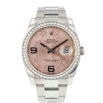  Rolex Datejust 36 Diamond Bezel Pink Flower Dial 