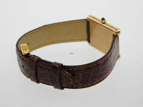 Thumbnail von Cartier Tank Louis Cartier 18 Karat Mid Size mit original Paris Zifferblatt Super Rare Original Cartier Krokoband und Schließe