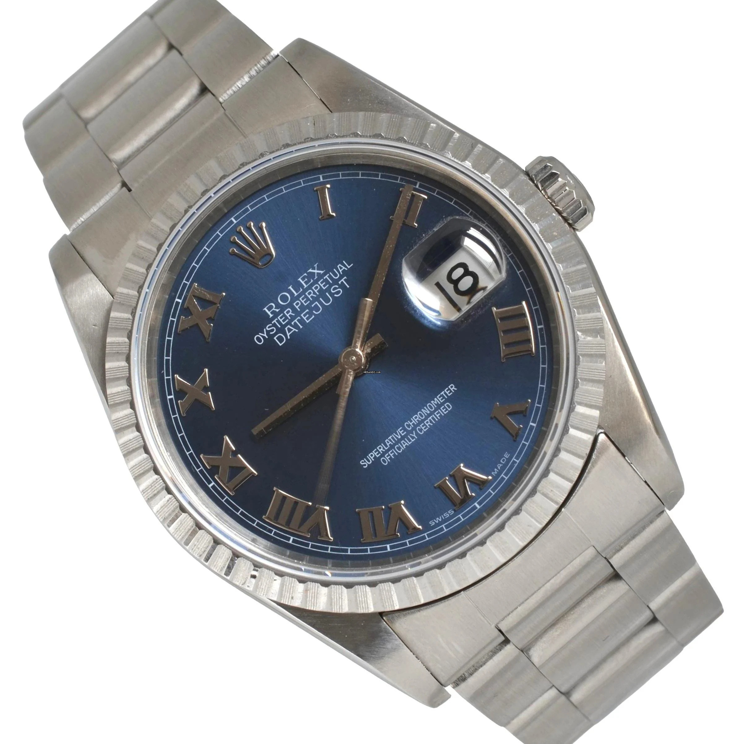  Rolex Datejust 36 16220 Soleil blue romans dial Full Set 