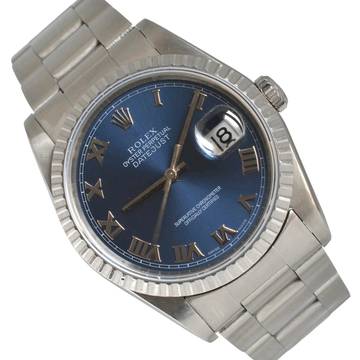  Rolex Datejust 36 16220 Soleil blue romans dial Full Set 