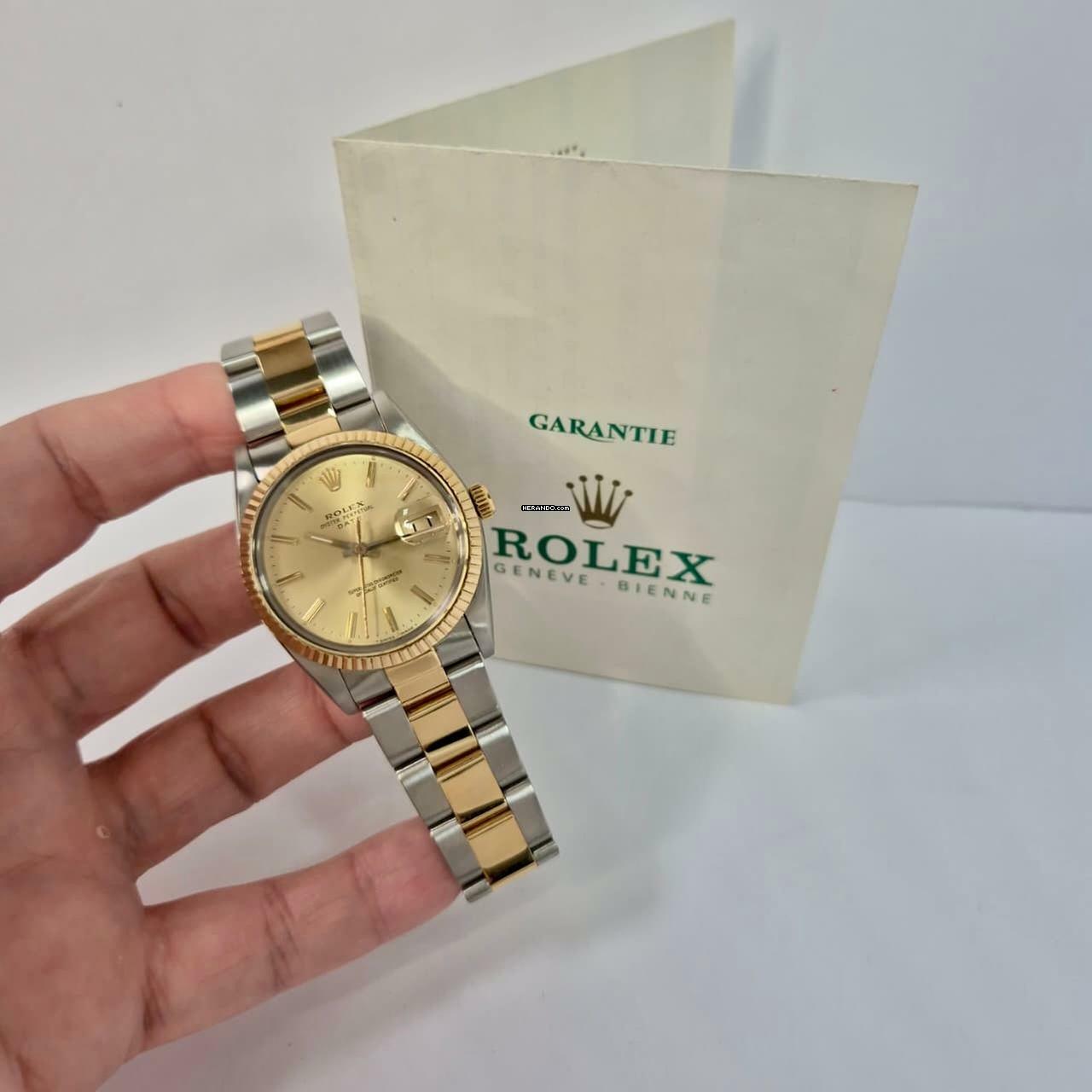 Rolex Oyster Perpetual Date Ouro & Aço 34mm Automático Completo