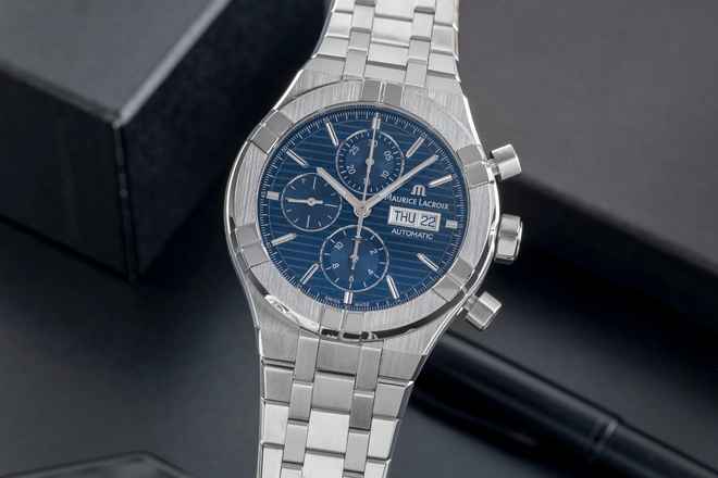  Maurice Lacroix AIKON Automatic Stahl Chronograph Ref. AI6038-SS002-4301 B&P 