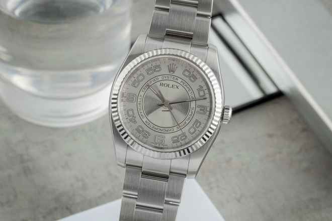  Rolex Oyster Perpetual 36 Concentric Dial Stahl Weissgold Herrenuhr Ref. 116034 