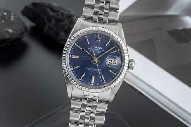  Rolex Datejust 36 Blue Dial Edelstahl Automatik Herrenuhr Ref. 16030 Klassiker 
