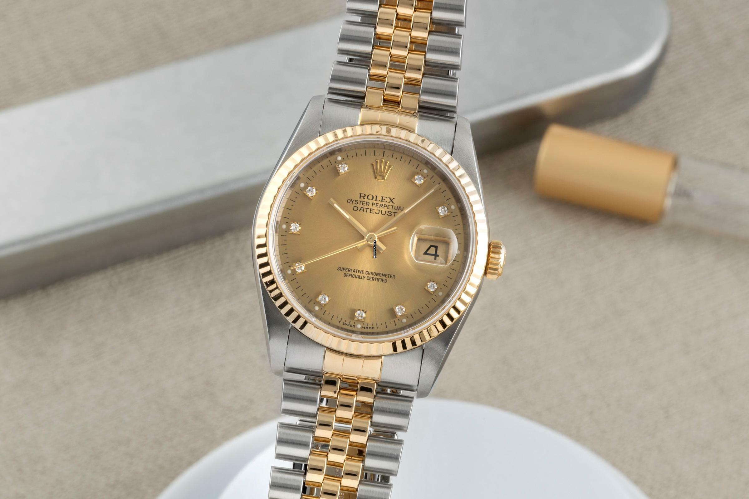  Rolex Datejust 36 Stahl / Gold Diamond Dial Automatik Herren Ref. 16233 S-Serie 