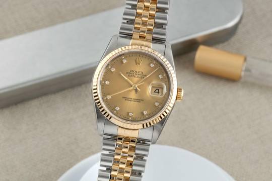  Rolex Datejust 36 Stahl / Gold Diamond Dial Automatik Herren Ref. 16233 S-Serie 