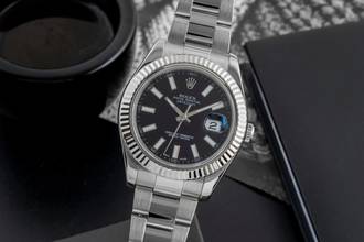 Thumbnail von Rolex Datejust II Stahl / Weissgold Black Dial Automatik Ref. 116334 B&P 2010