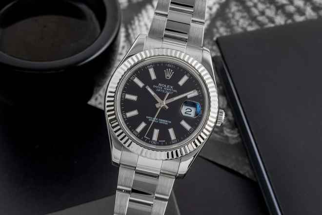  Rolex Datejust II Stahl / Weissgold Black Dial Automatik Ref. 116334 B&P 2010 