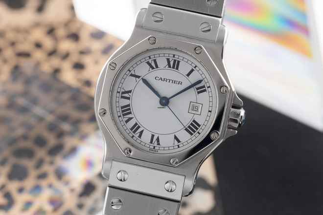  Cartier Santos Ronde GM Octagon Automatik Edelstahl Herrenuhr Medium Ref. 2965 