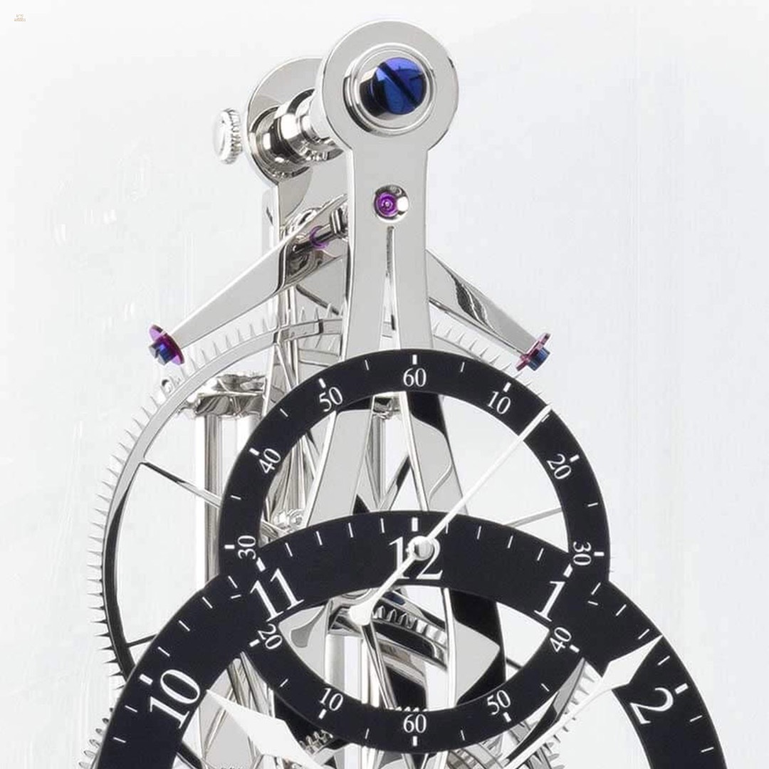 Thumbnail von NT 7 – Rhodinierte Design-Tischuhr mit Skelettwerk