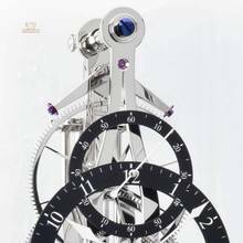 Thumbnail von NT 7 – Rhodinierte Design-Tischuhr mit Skelettwerk