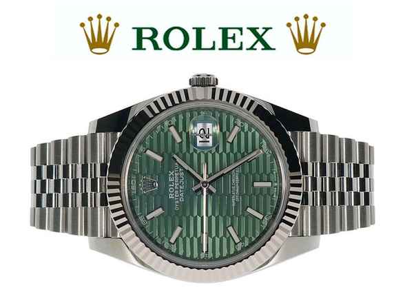  Rolex Datejust 41 LC100 - UNGETRAGEN - grünes Fluted-Motif Dial-Jubilee 