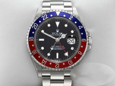  Rolex GMT-Master II Stahl 16710 T Pepsi 2005 Automatik Zweite Zeitzone Blau Rot Stainless Steel Oyster-band Chronometer Black Dial 