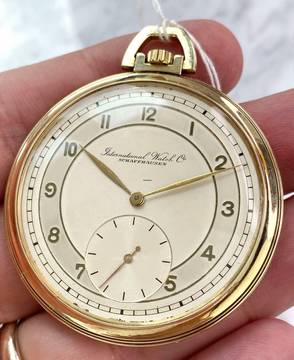  IWC Pocket Watch Beautiful Vollgold Solid Gold Pocket Watch Taschenuhr Art Deco 