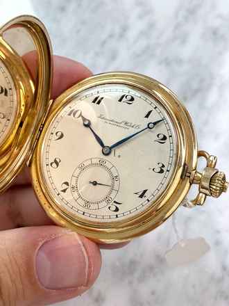  IWC Pocket Watch Doppelmantel Vollgold Solid Gold Pocket Watch Taschenuhr 