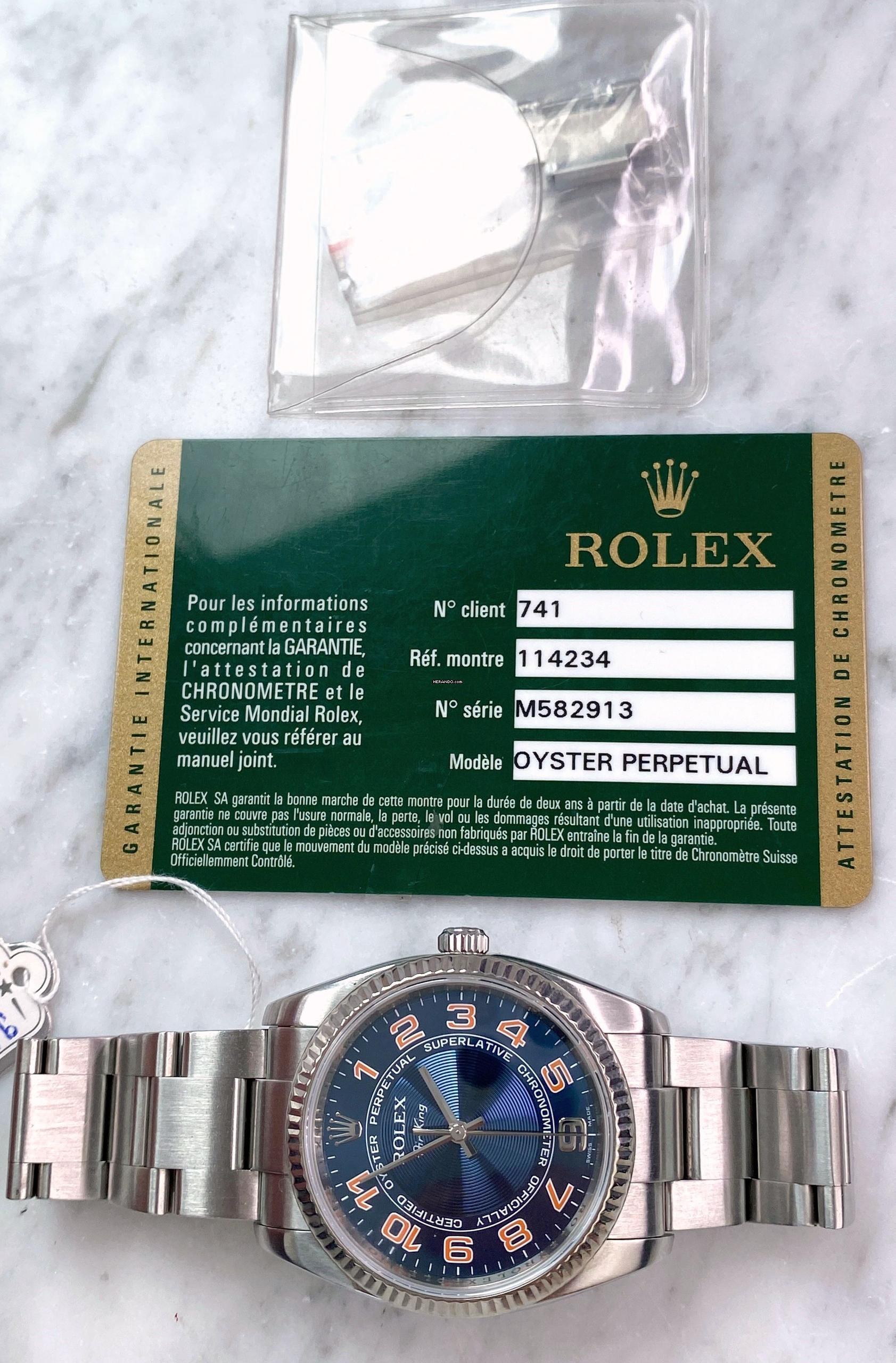 Thumbnail von Rolex Air King Blue Concentric Dial ref 114234 Automatic ORIGINAL PAPERS Blau 114234