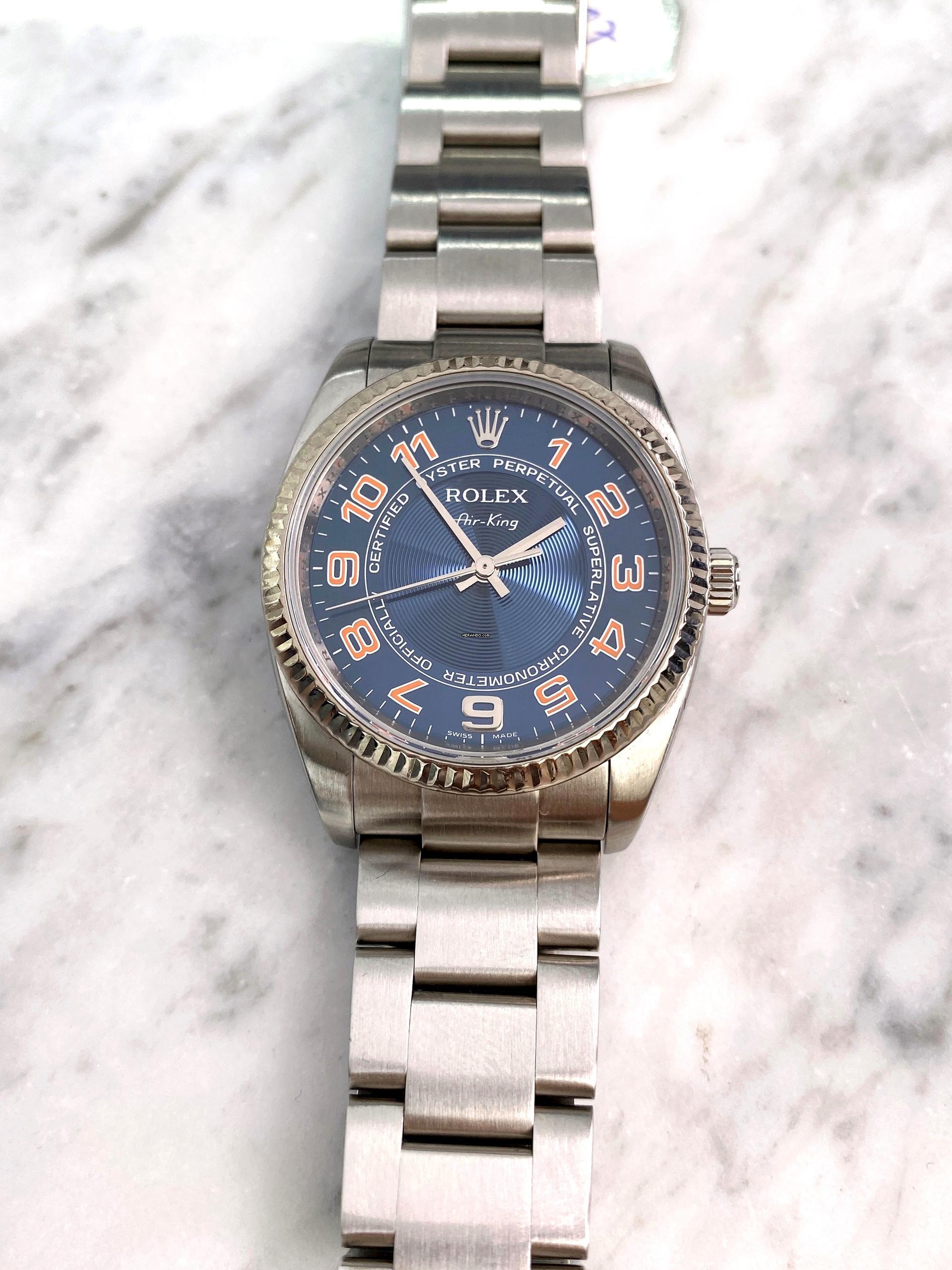 Thumbnail von Rolex Air King Blue Concentric Dial ref 114234 Automatic ORIGINAL PAPERS Blau 114234