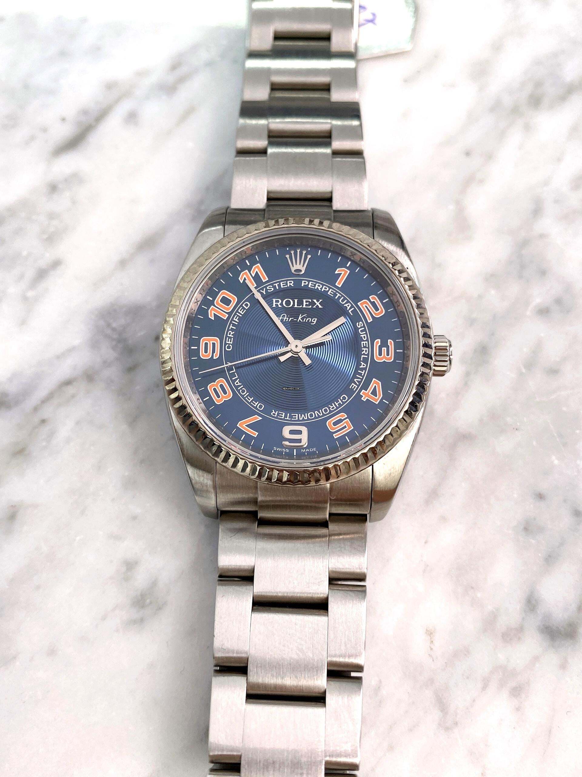 Thumbnail von Rolex Air King Blue Concentric Dial ref 114234 Automatic ORIGINAL PAPERS Blau 114234