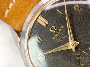 Thumbnail von Omega Classic Beautiful Vintage 35mm Unrestored Black Chocolate GILT Dial 2605 2605