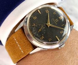 Thumbnail von Omega Classic Beautiful Vintage 35mm Unrestored Black Chocolate GILT Dial 2605 2605