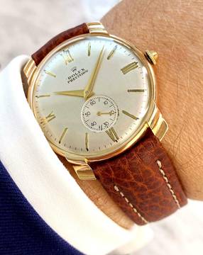  Rolex Precision Very Rare Precision Vintage Rosegold 35mm Fancy Lugs ref 4118 Pink Gold 4118 