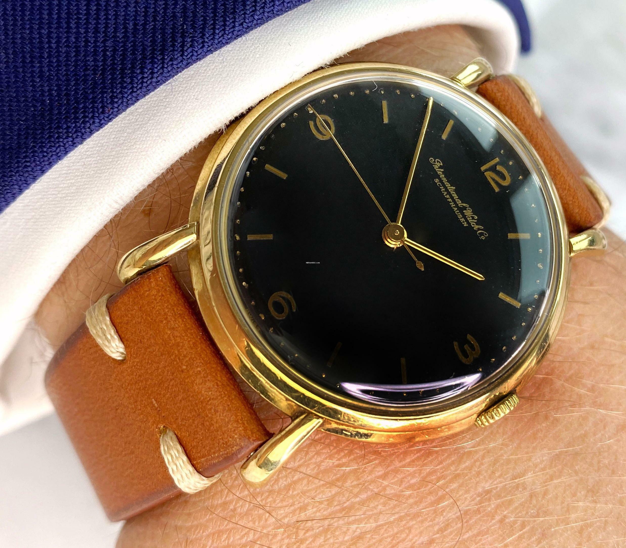  IWC Solid Gold Vollgold Black Restored Dial 36mm 