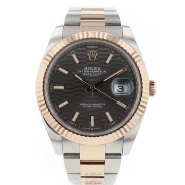  Rolex Datejust 41 Oyster Fluted Steel / Everosegold Slate Motif Dial 