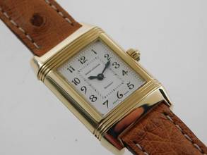 Thumbnail von Jaeger-LeCoultre Reverso Duetto 18 Karat Gelbgold Reverso Duetto Handaufzug Damenuhr mit Faltschließe und Straussenband 18 Karat Gelbgold Reverso Duetto Handaufzug Damenuhr