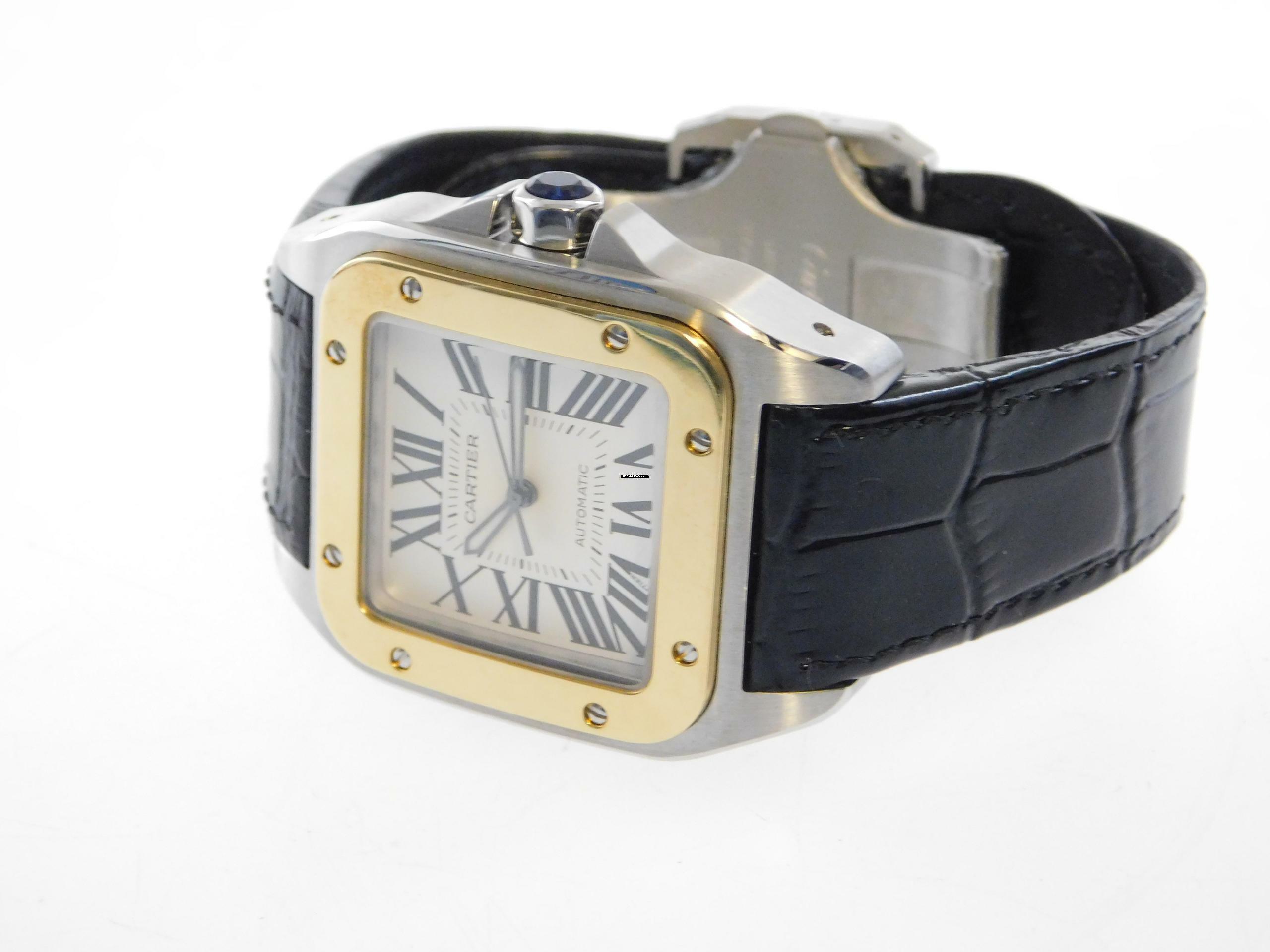 Thumbnail von Cartier Santos 100 XL 38 x 51 mm im Top Zustand mit Box und original Krokoband Stahl Gold Neues Original Cartier Krokoband und Faltschließe