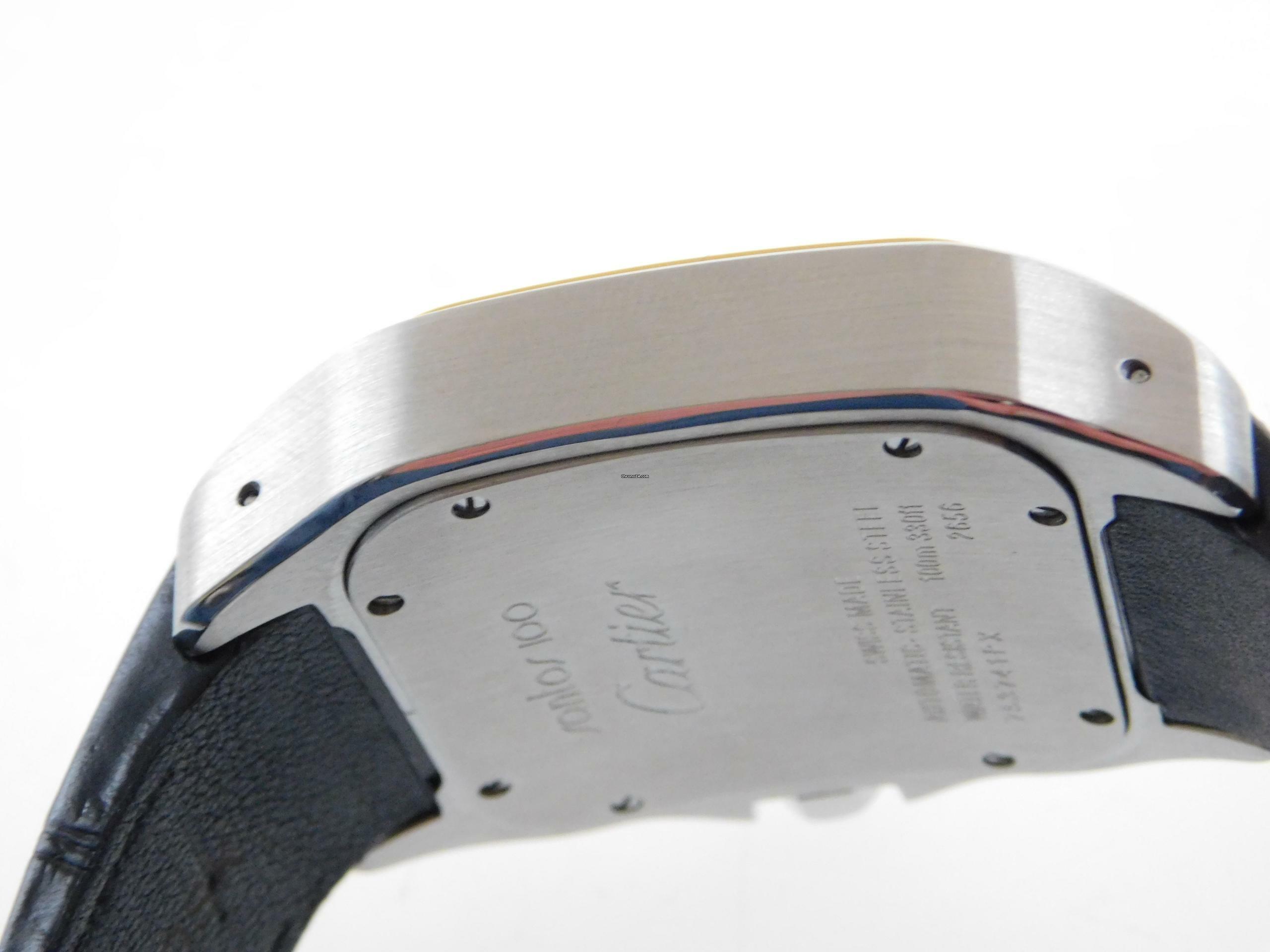 Thumbnail von Cartier Santos 100 XL 38 x 51 mm im Top Zustand mit Box und original Krokoband Stahl Gold Neues Original Cartier Krokoband und Faltschließe