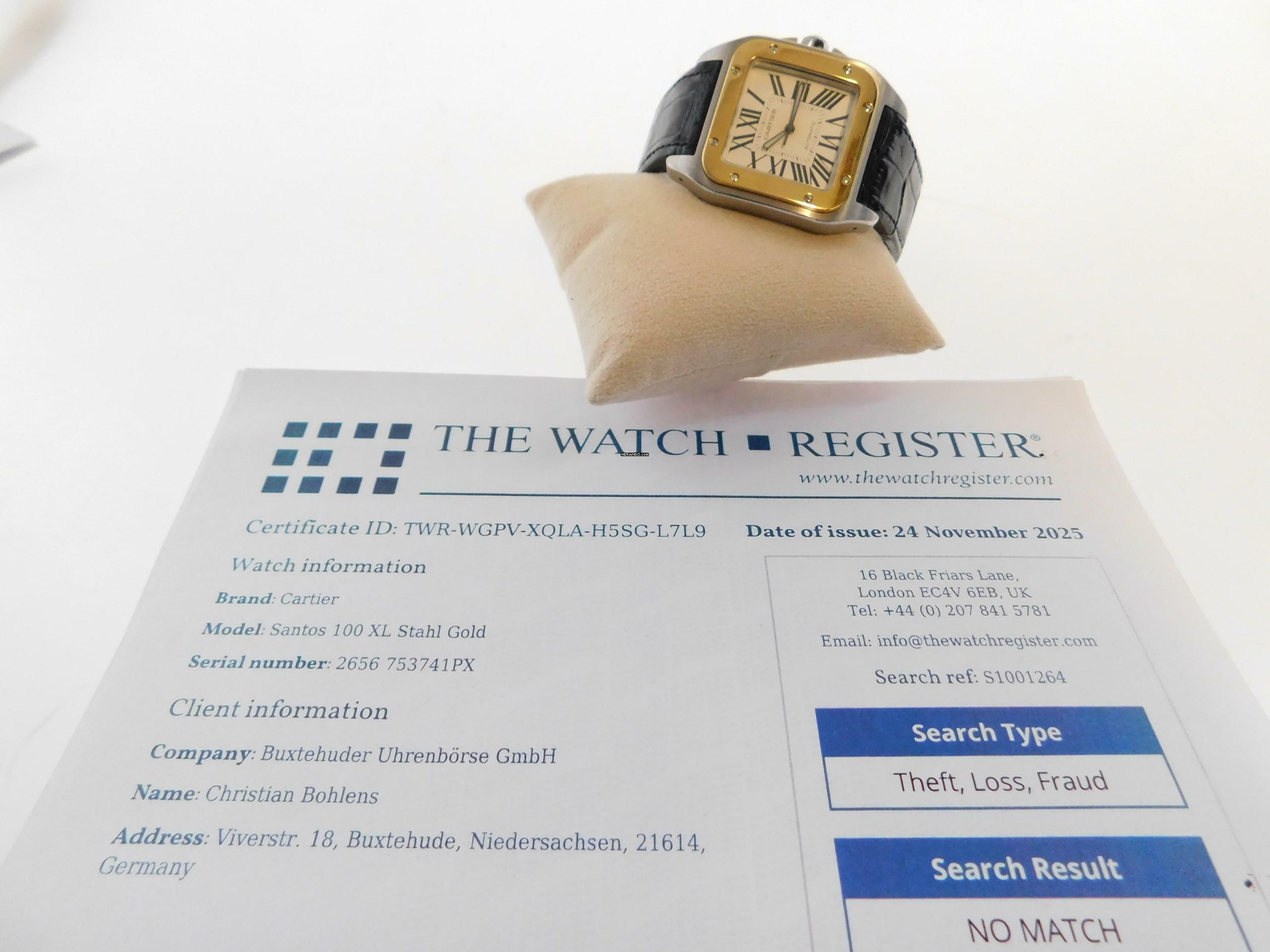 Thumbnail von Cartier Santos 100 XL 38 x 51 mm im Top Zustand mit Box und original Krokoband Stahl Gold Neues Original Cartier Krokoband und Faltschließe