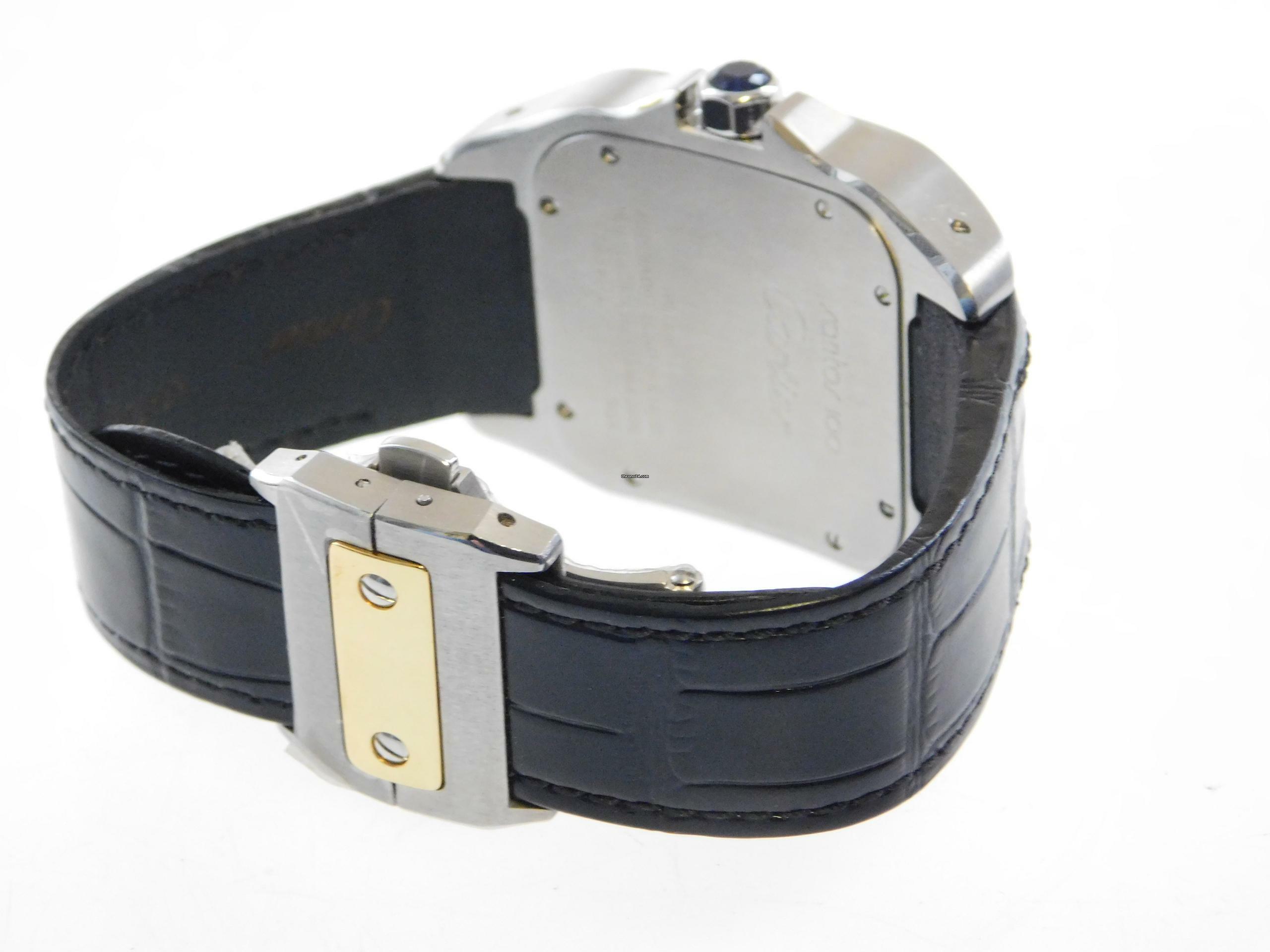 Thumbnail von Cartier Santos 100 XL 38 x 51 mm im Top Zustand mit Box und original Krokoband Stahl Gold Neues Original Cartier Krokoband und Faltschließe